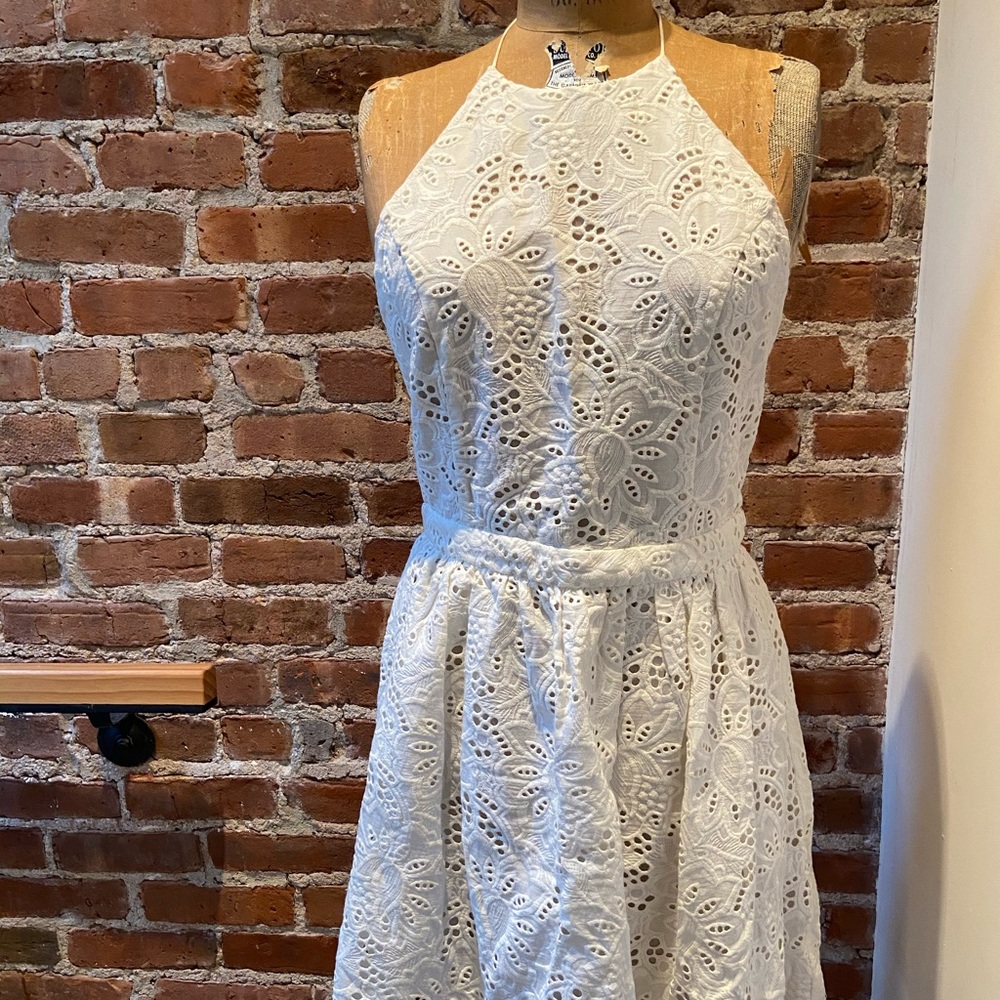 Zimmerman "Roamer" White Eyelet Halter Dress 8
